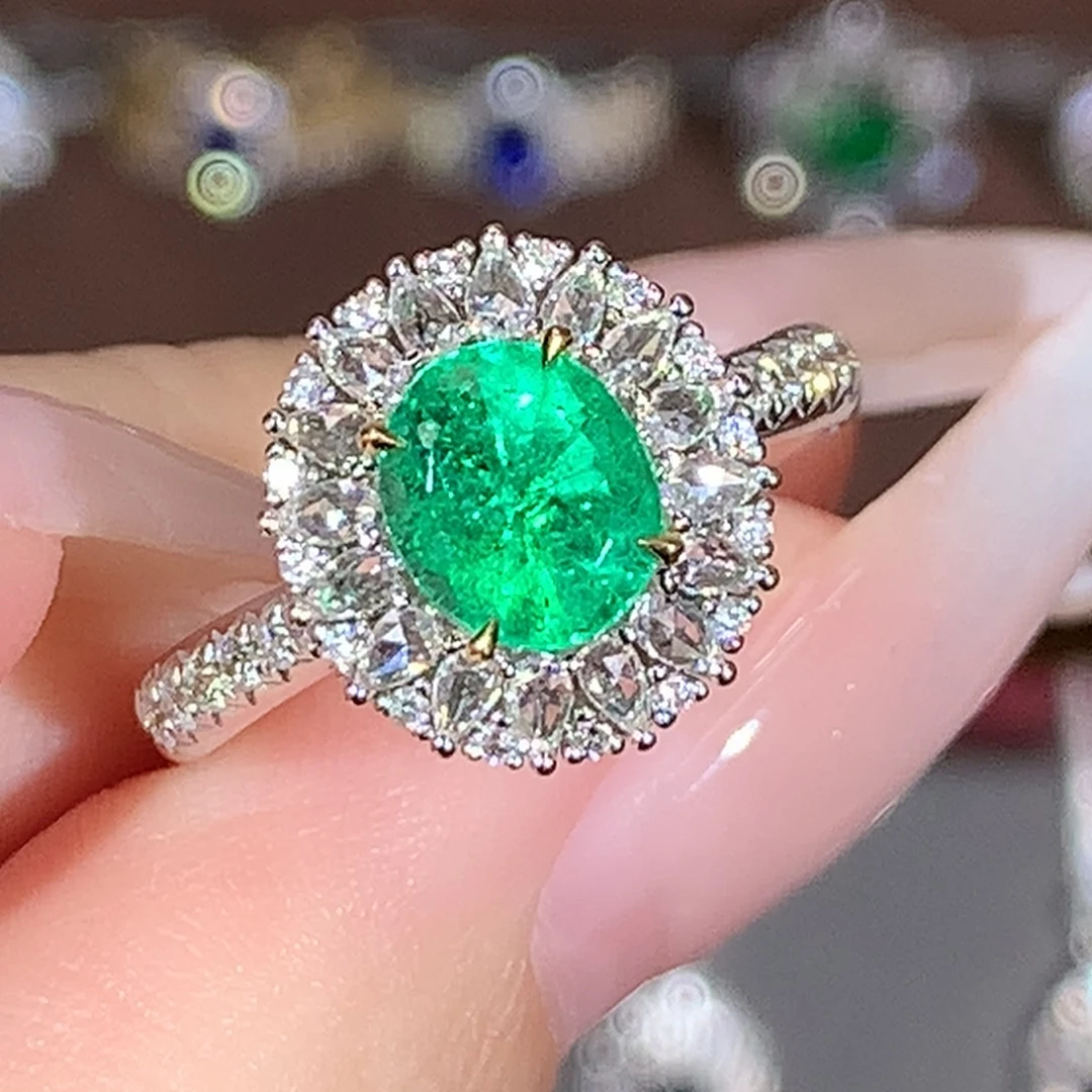 祖母绿戒指18K金镶嵌1.06ct/天然宝石/七天无理由