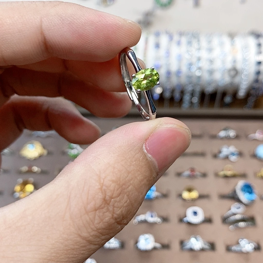 戒指戒指银S925镶嵌橄榄石