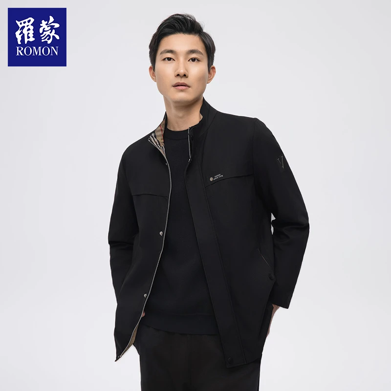 罗蒙秋冬新品男款立领风衣6B223001