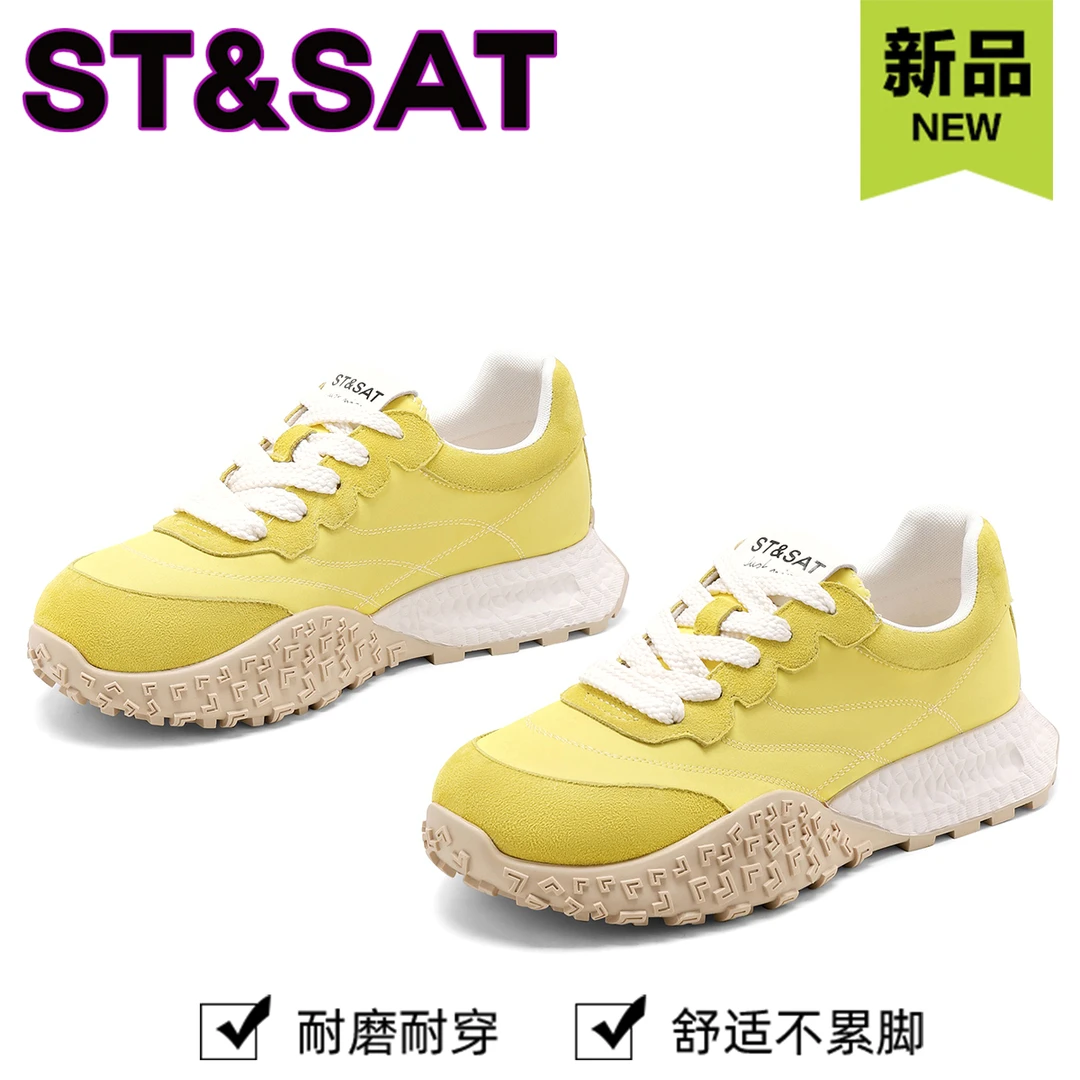 星期六舒适透气时尚百搭休闲鞋女2025春季新款轻便简约德训鞋女鞋