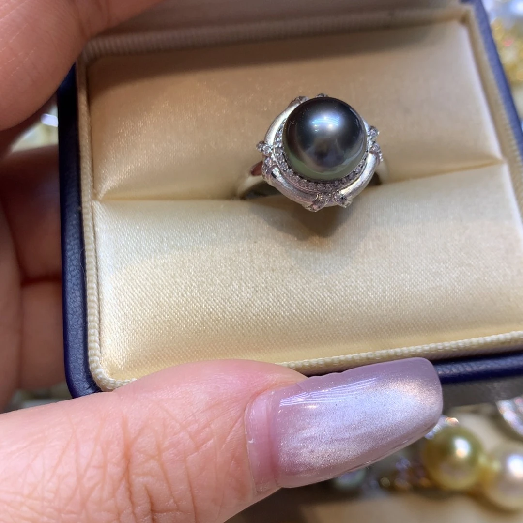 银S925镶嵌戒指海水珍珠