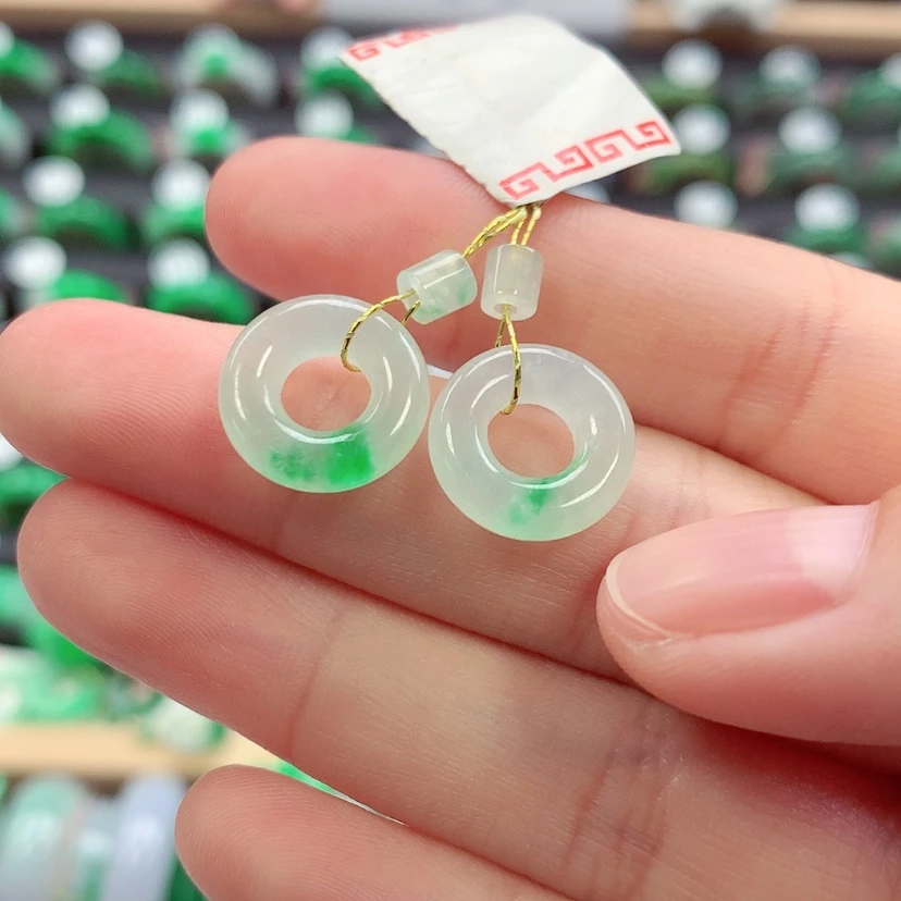 【闪购商品】翡翠戒指未镶嵌甜甜圈一对