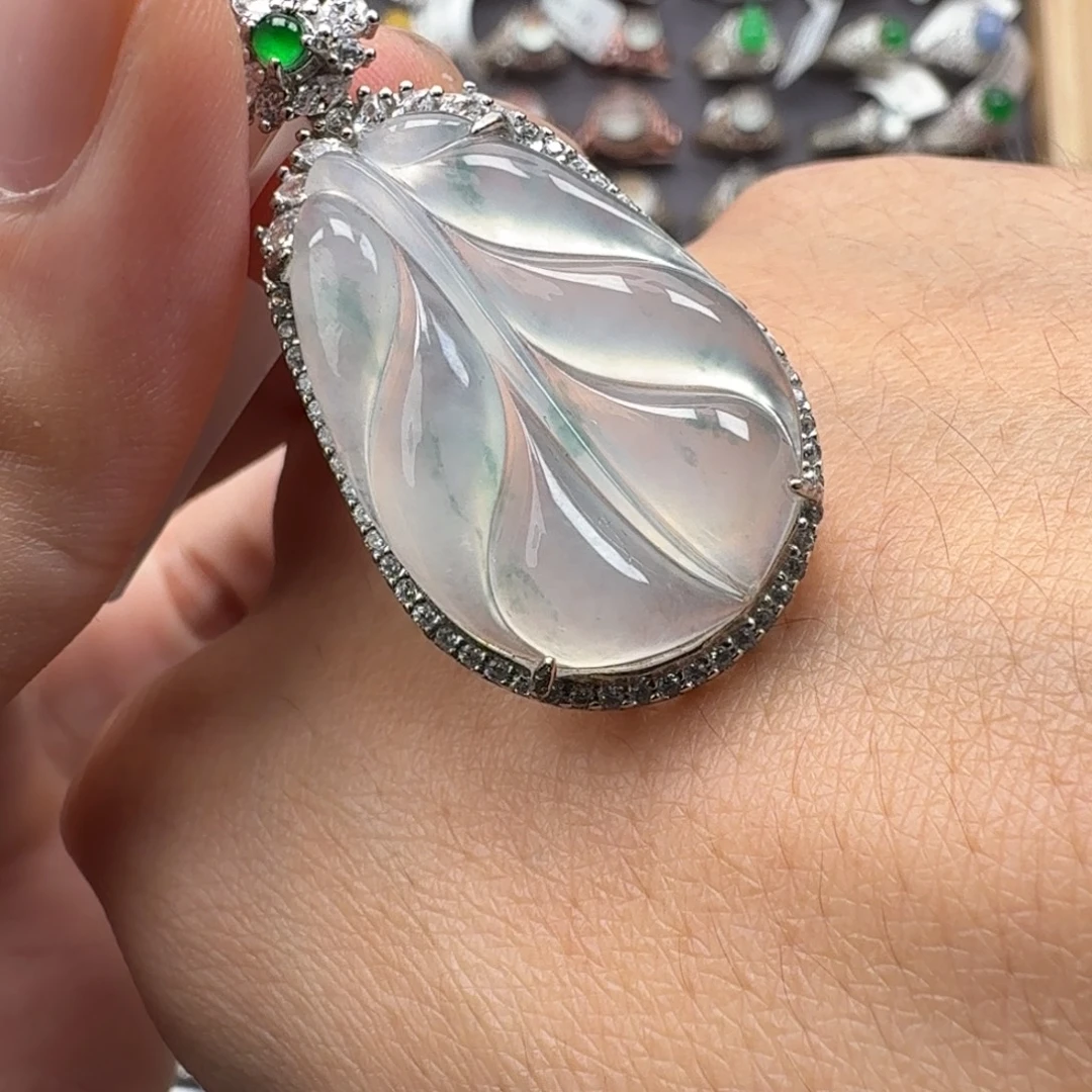 翡翠银S925镶嵌戒指天然缅甸翡翠A货