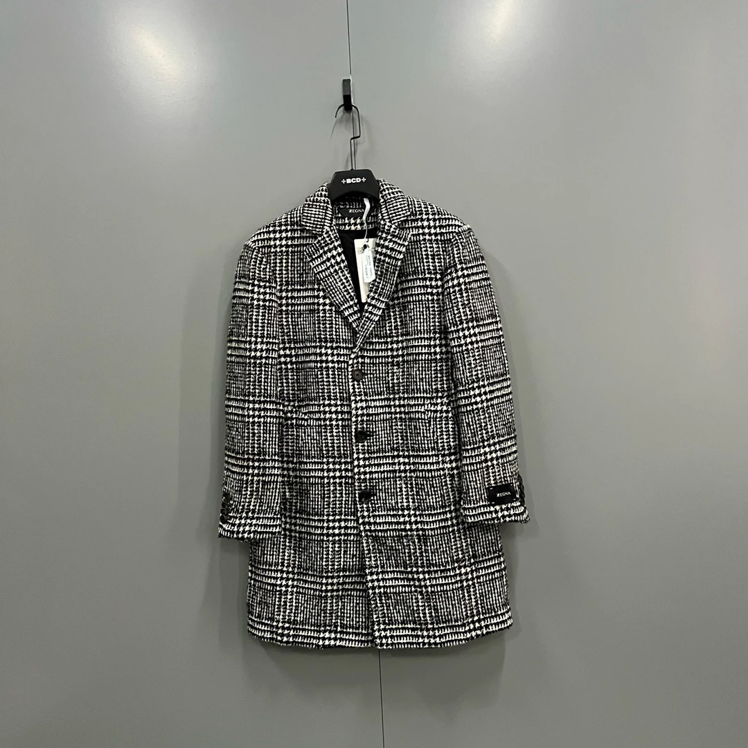 95新  Zegna 杰尼亚 千鸟格翻领大衣 46码/15000/