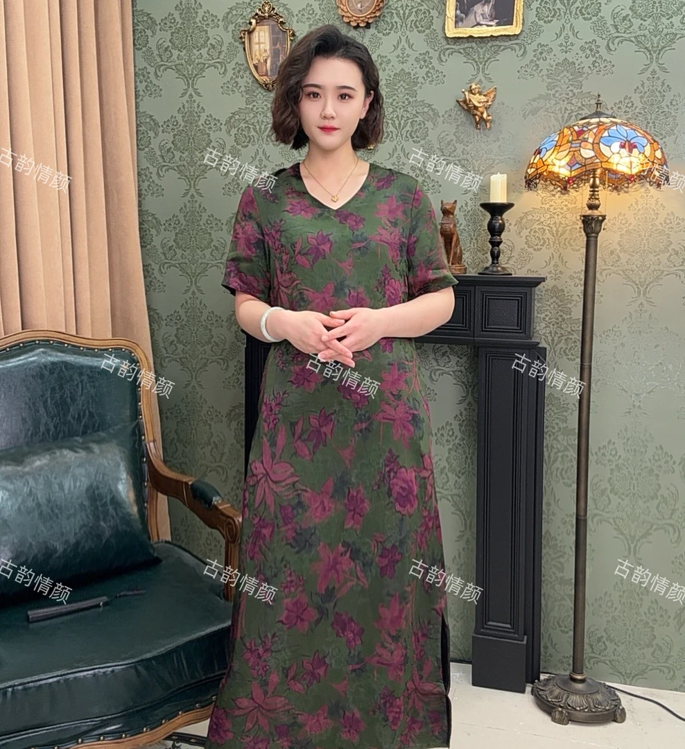 【知江晚】2025重磅香云纱新式旗袍风遮肉显瘦连衣裙时尚香云纱旗袍