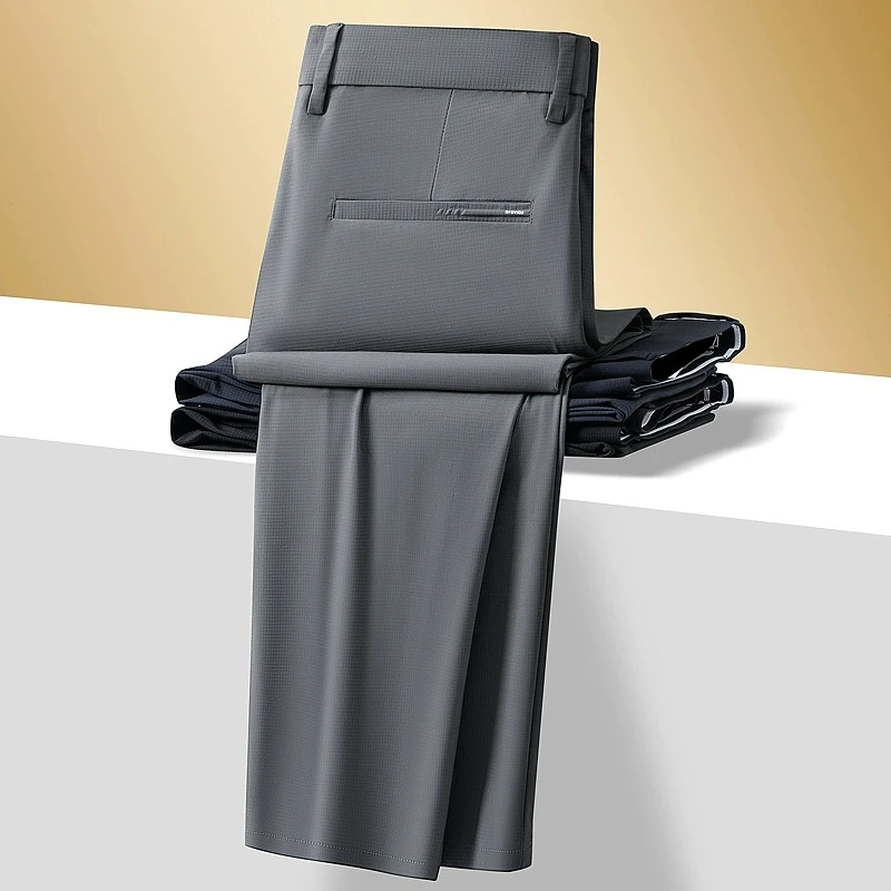 高级感商务西装裤男士2025新款修身直筒裤夏季薄款垂感冰丝休闲裤