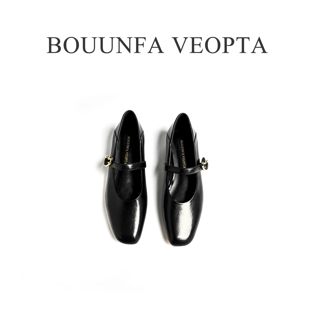 BOUUNFA VEOPTA2025小单鞋水滴扣联名牛皮百搭时尚奢品玛丽珍女鞋