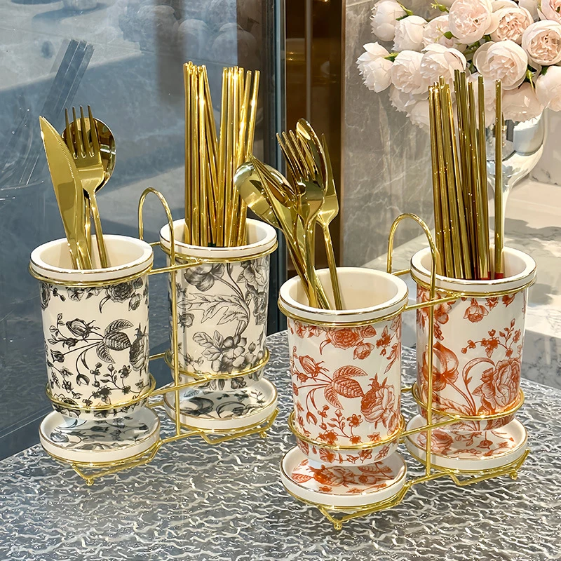 高颜值厨房陶瓷筷子筒家用筷子篓筷子桶筷笼沥水架勺子收纳盒