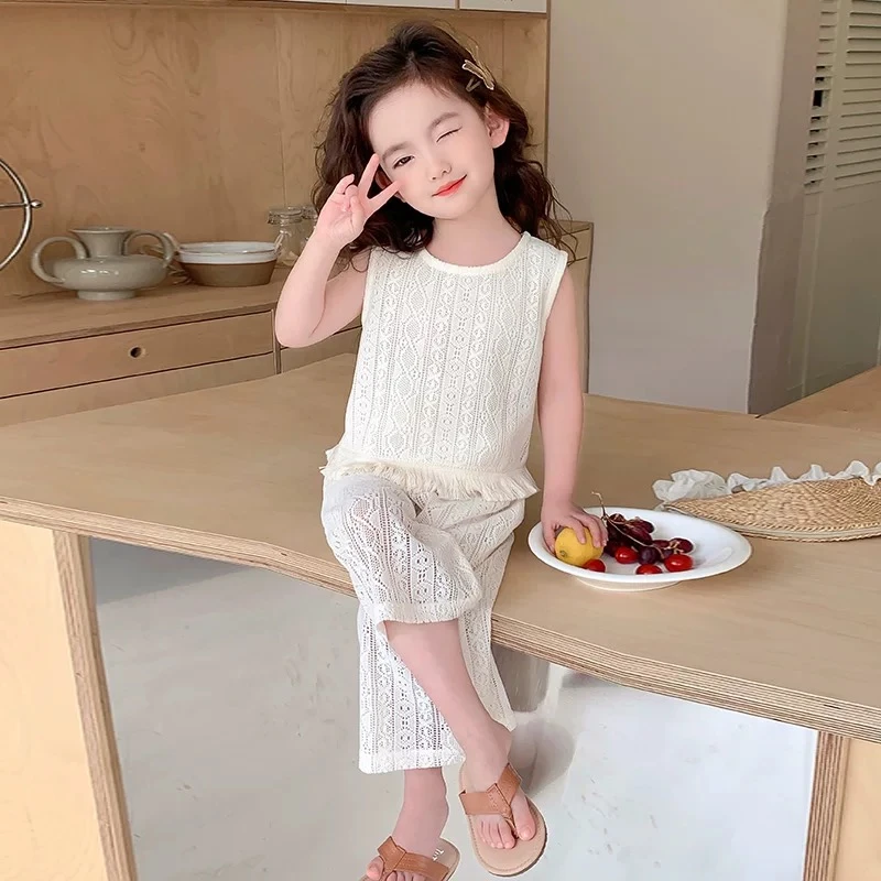 2025新款背心休闲裤套装女童夏装超美儿童女孩甜酷时尚H-N-B16