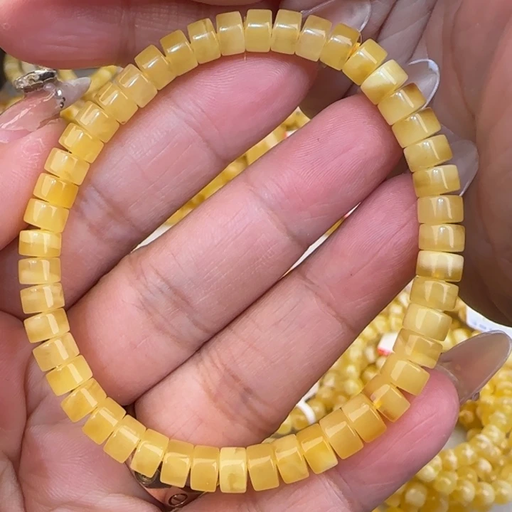 未镶嵌蜜蜡手链鸡油黄药片手串