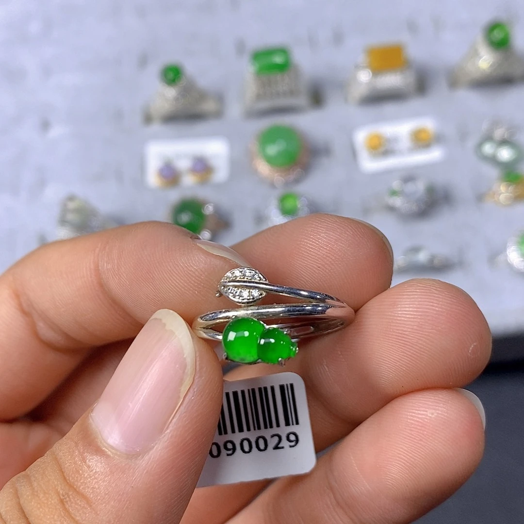 翡翠戒指银S925镶嵌3号