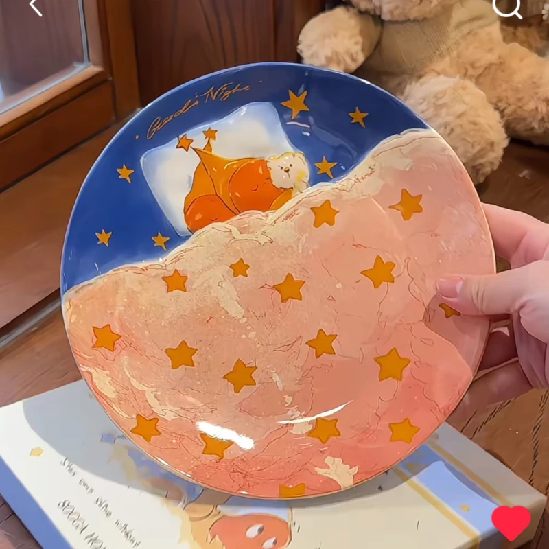 大美陶瓷 | 星星人卡通小熊甜点沙拉盘套装日式可爱高颜值家用陶