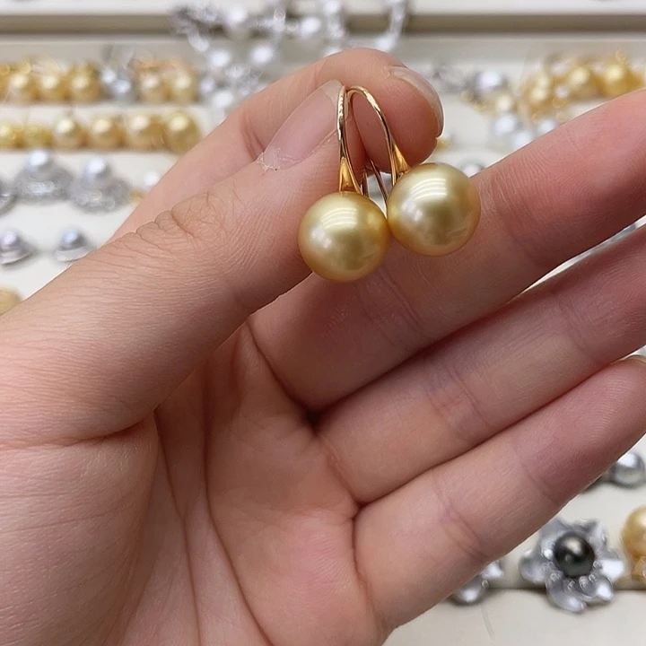 银S925镶嵌海水珍珠耳饰