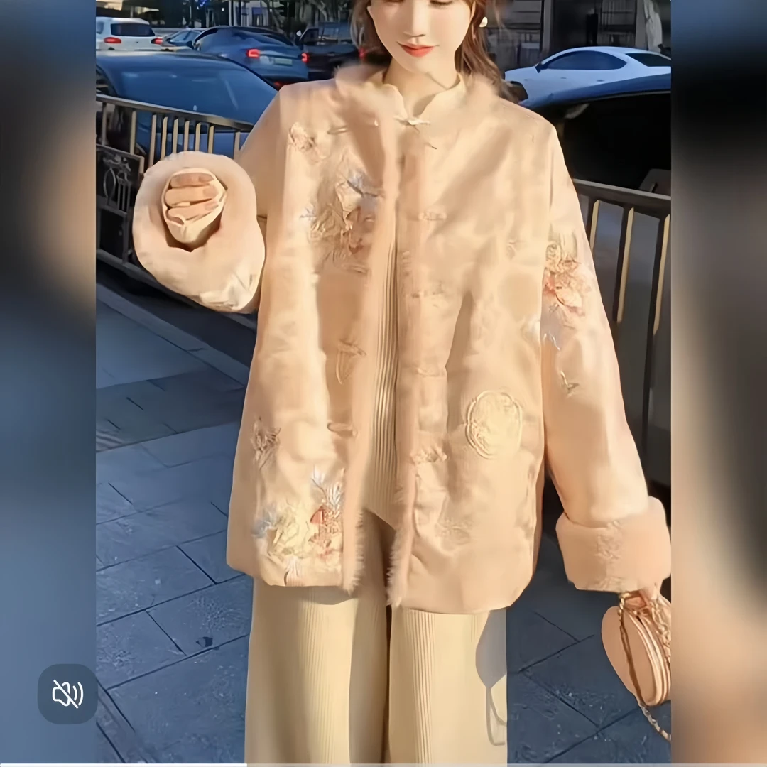 【雨萌】新中式气质中国风提花棉服外套女装冬季新款加厚休闲上衣