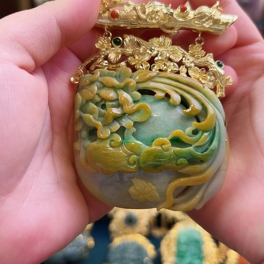 翡翠颈饰银S925镶嵌古风