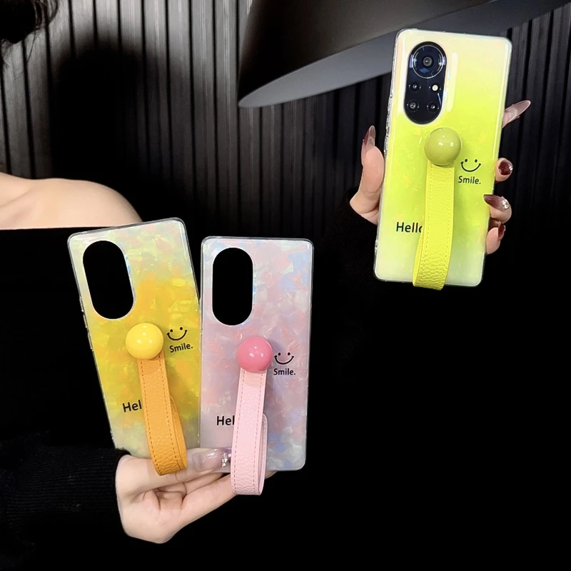 适用华为nova8pro手机壳新款nova8套荣耀v40轻奢贝壳纹渐变笑脸女