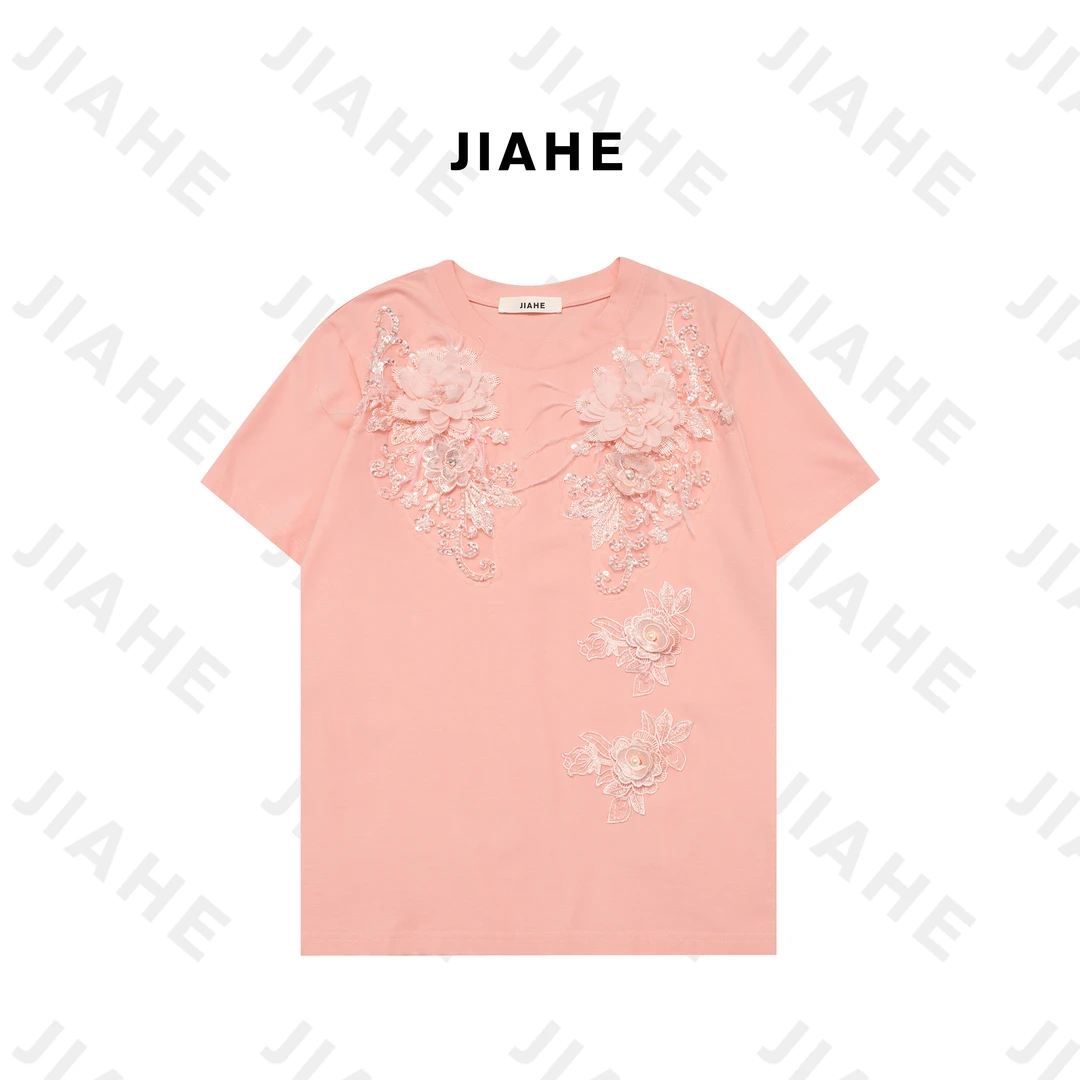 【珈禾直播】‘’蜜糖恋‘’深圳南油轻奢立体绣花重工原创设计短袖2025
