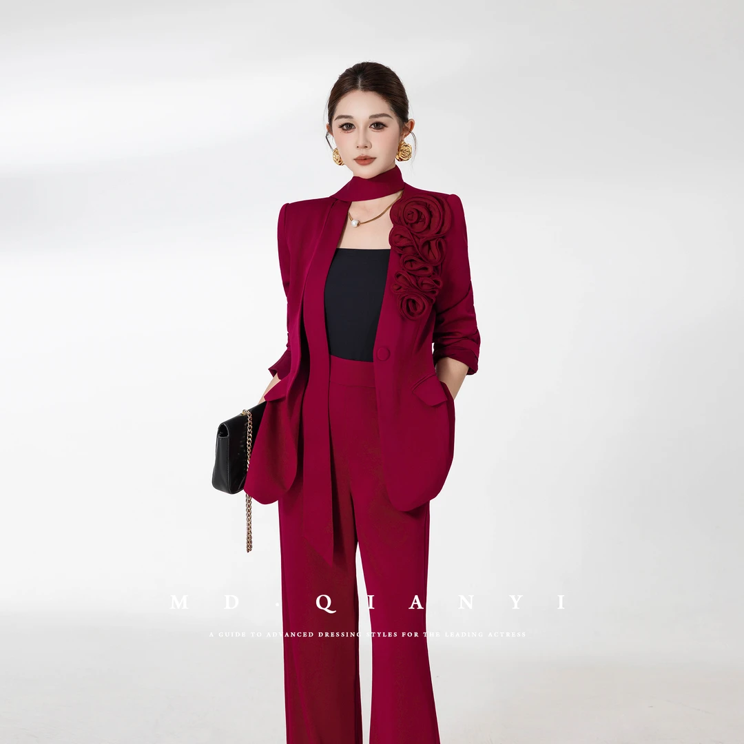 MD定制·杨千亿【深邃如海】2025秋季气质时尚西装显瘦休闲套装