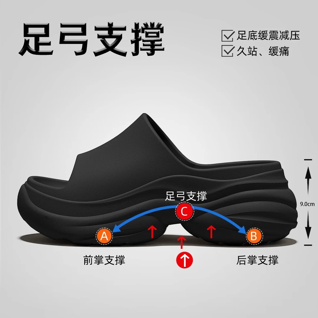 厚底拖鞋女士夏季防滑外穿2025新款海边沙滩软底增高足弓支撑凉鞋