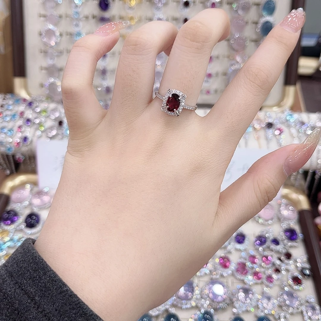 戒指黄晶银S925镶嵌