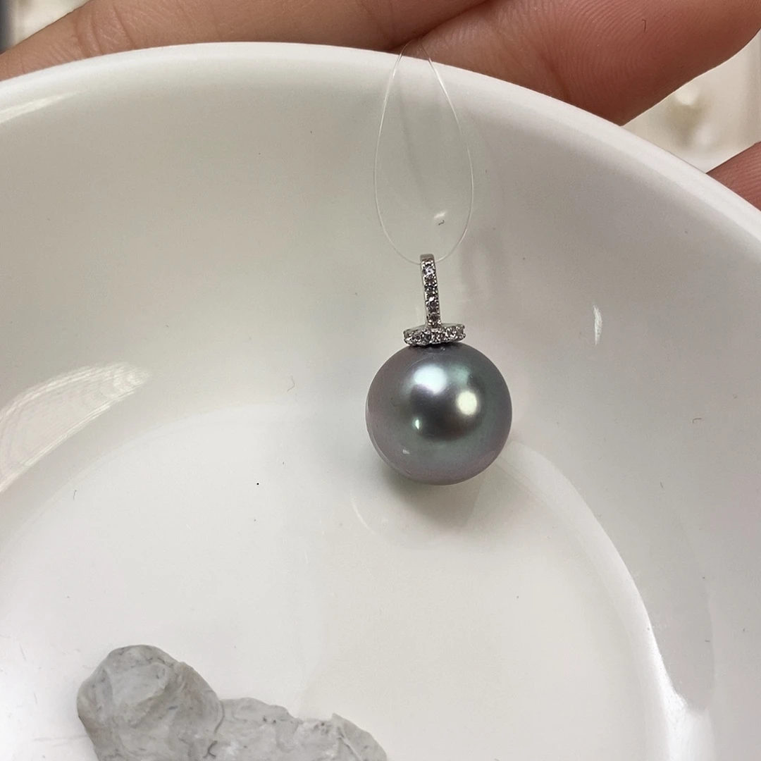 海水珍珠银S925镶嵌吊坠(不含链)大溪地12-13