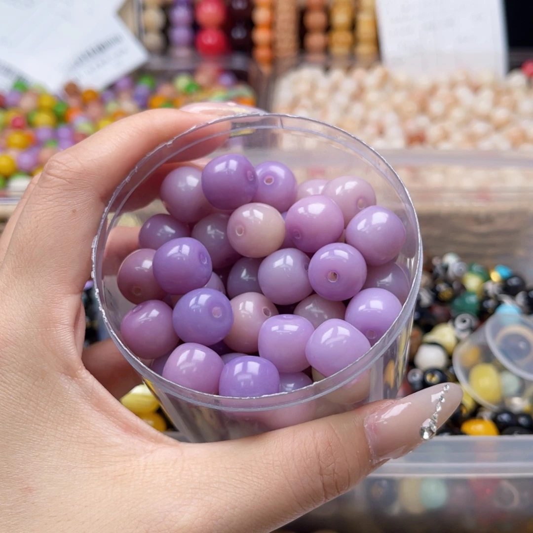 白玉菩提吊坠a12mm/35颗莫奈紫