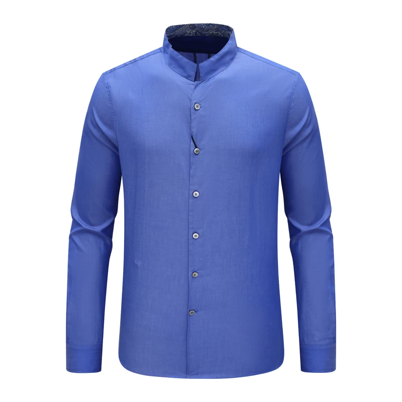 SF246路嘉男式春秋长袖衬衫 立领棉百搭商务休闲上衣弹力