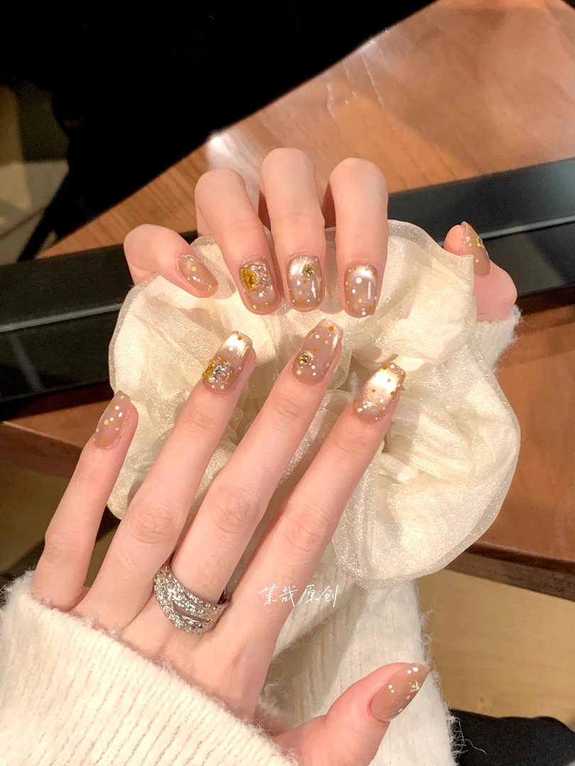 茉哉I现货【果粒橙】纯手工定制拆卸穿戴甲A3841