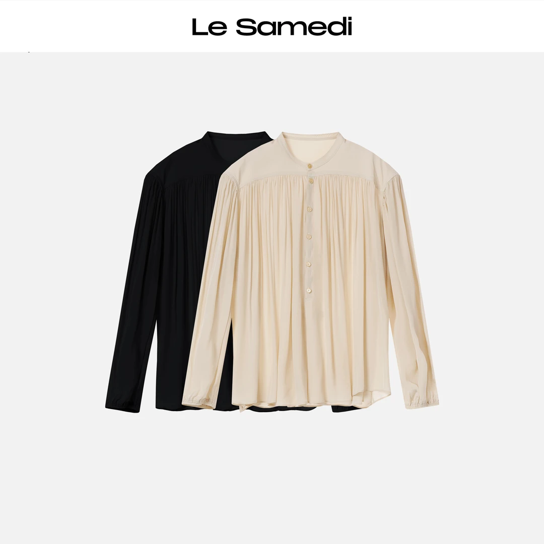 Le Samedi【风琴G调】 密褶打揽 柔美宽松感长袖衬衫