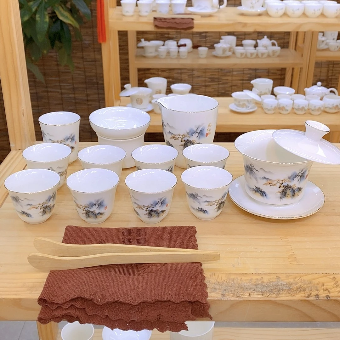 羊脂玉瓷茶具套装