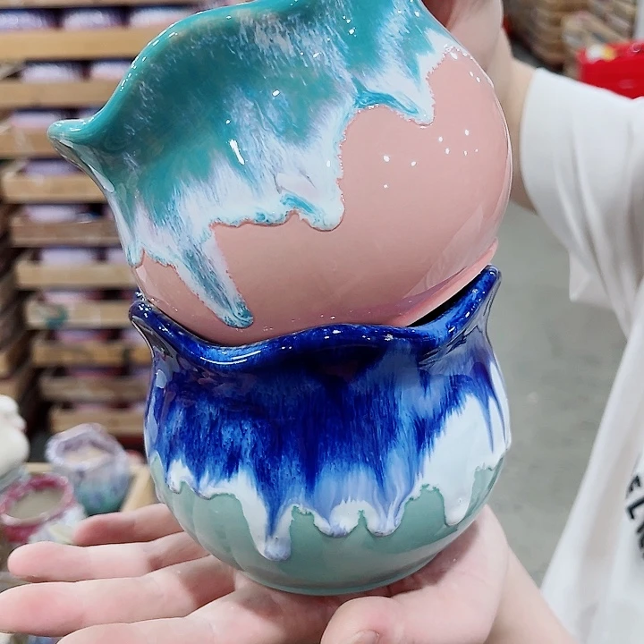 有孔，凑10元包邮陶瓷花盆发货！