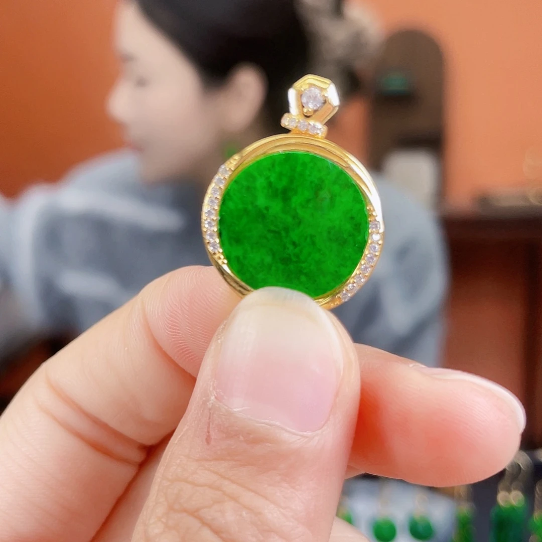 翡翠银S925镶嵌耳饰