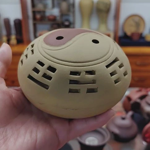 紫砂茶宠阴阳太极八卦香炉全工制作10cm左右