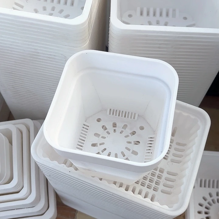 加厚120白方盆6个高11厘米