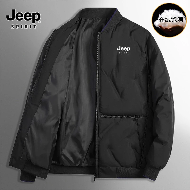 jeep吉普棒球领棉服男士2024冬季新款大码保暖棉衣加厚休闲外套