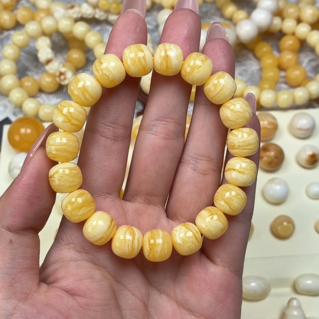 琥珀未镶嵌颈饰同料焦皮千层雪虎皮纹 16.6g