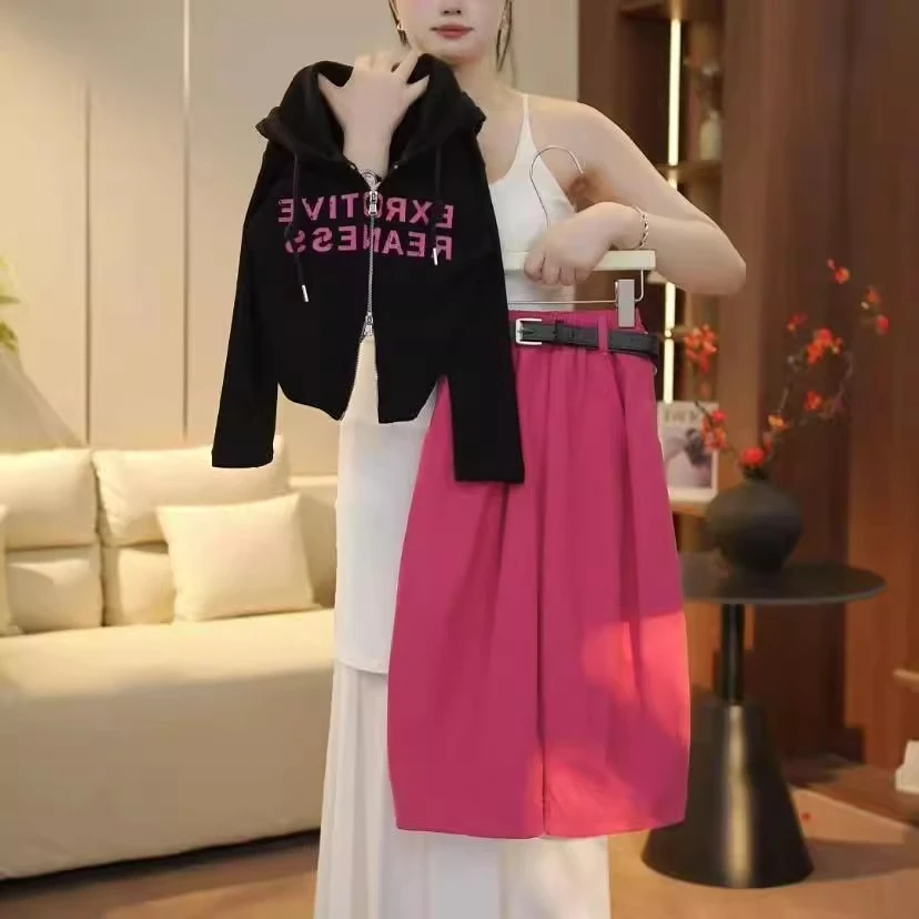 女童套装2025春秋新款中大童韩版连帽外套女孩时髦洋气休闲阔腿裤