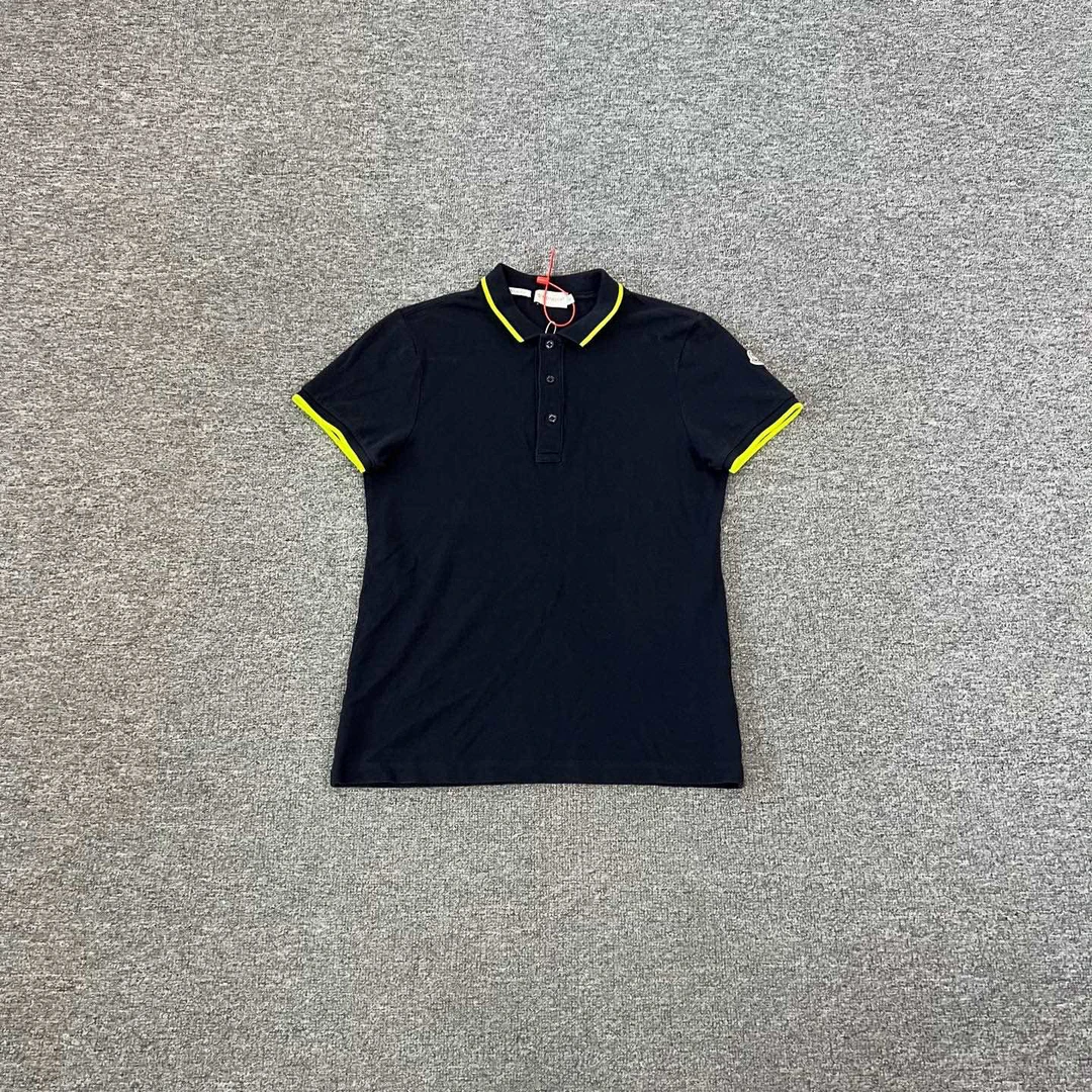 99新 Alexander McQueen/亚历山大·麦昆 藏青色蒙口短袖Polo衫S码