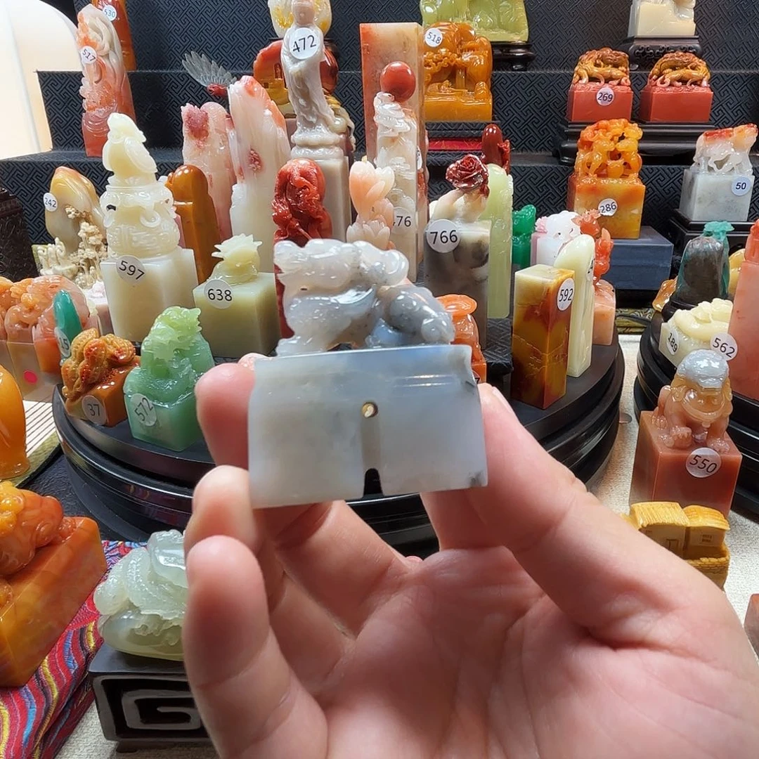印石寿山石古兽连珠