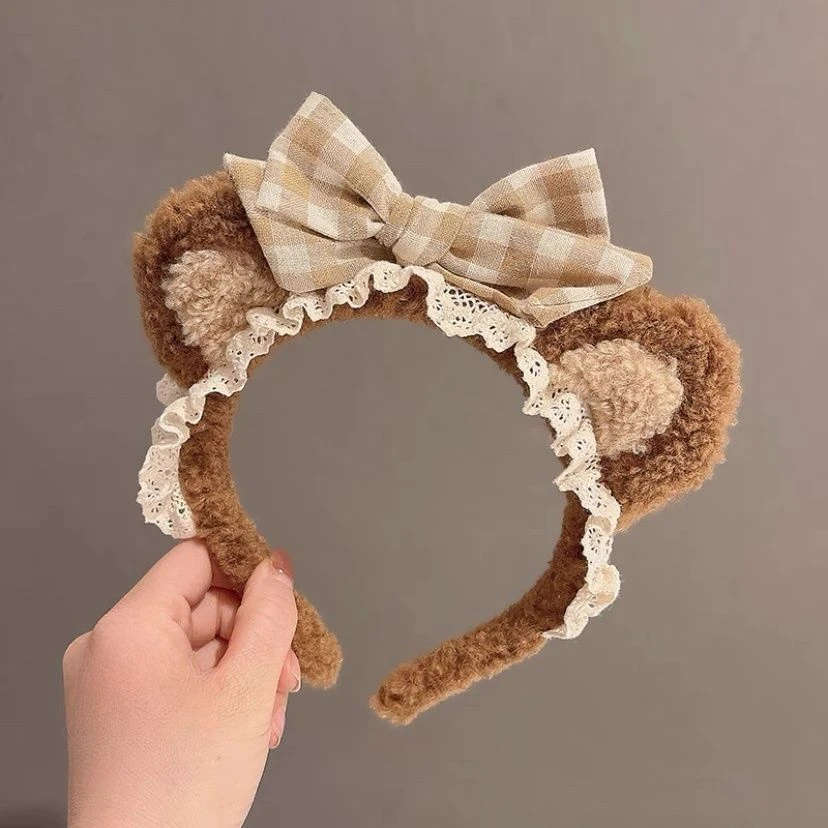 美拉德可爱熊耳朵发箍洗脸蝴蝶结头箍发卡发夹子少女可爱发饰
