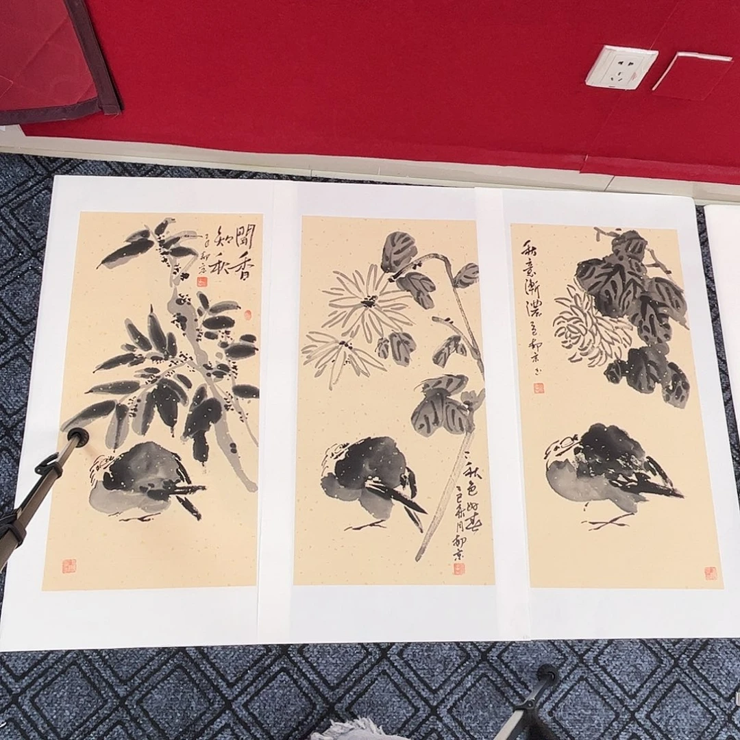 用***2国画郝京老师四尺四开花鸟3奇