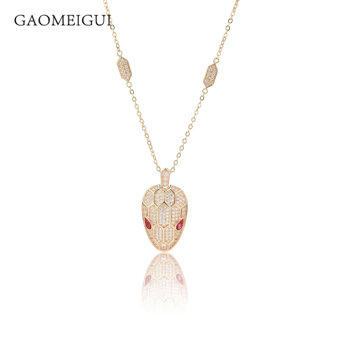 合金合成锆石项链 GAOMEIGUI品牌 海外款 高定高奢蛇项链