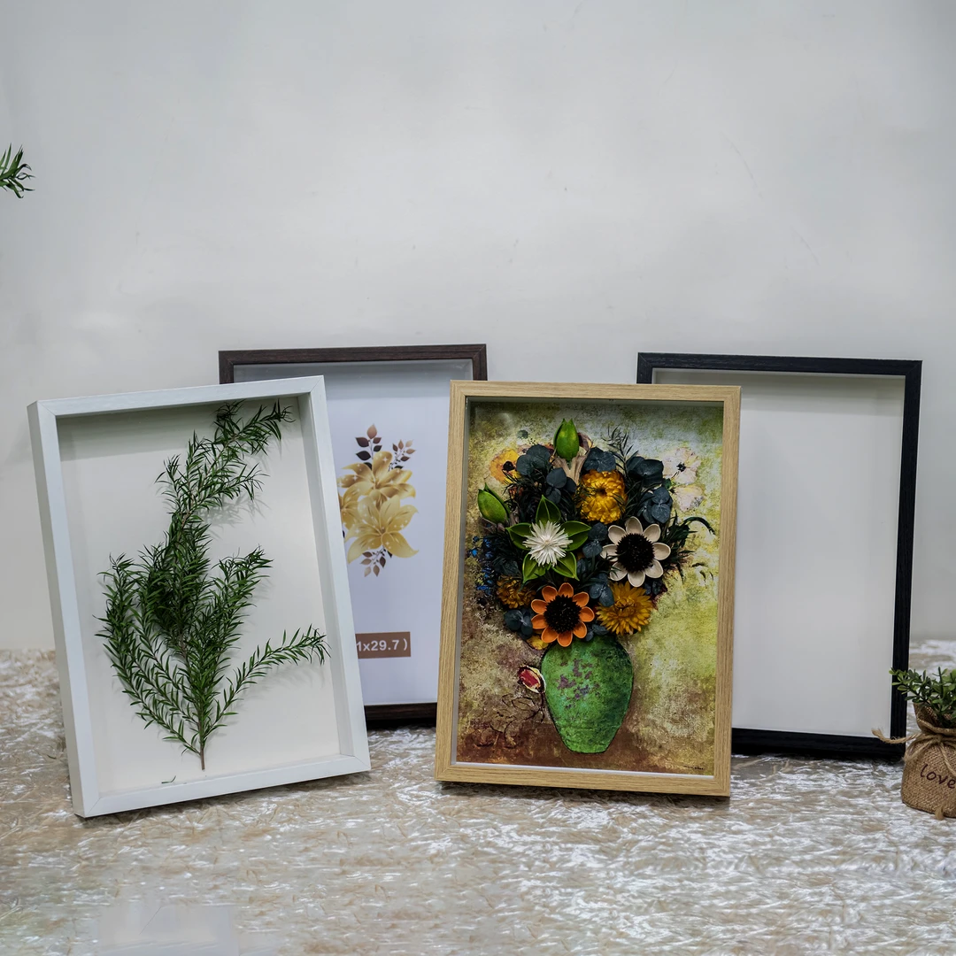 中空立体手工真花永生花向日葵相框挂画室内创意家居装饰艺术品
