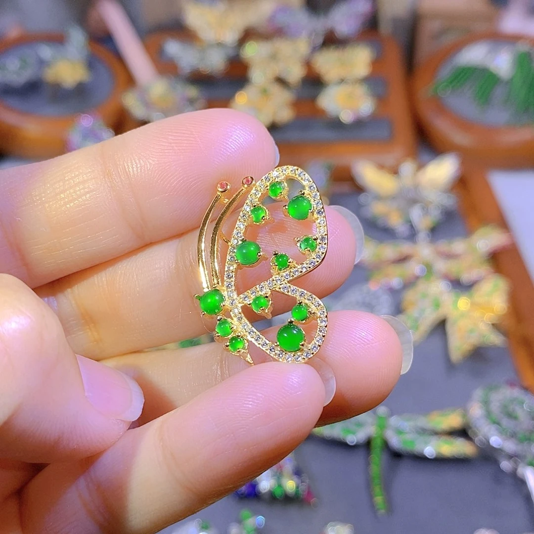 颈饰银S925镶嵌翡翠