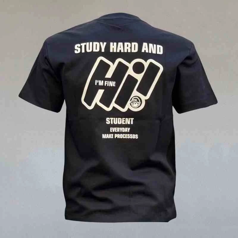 美式『设计风』轻松穿出潮范纯棉透气休闲百搭字母印花半袖T恤男