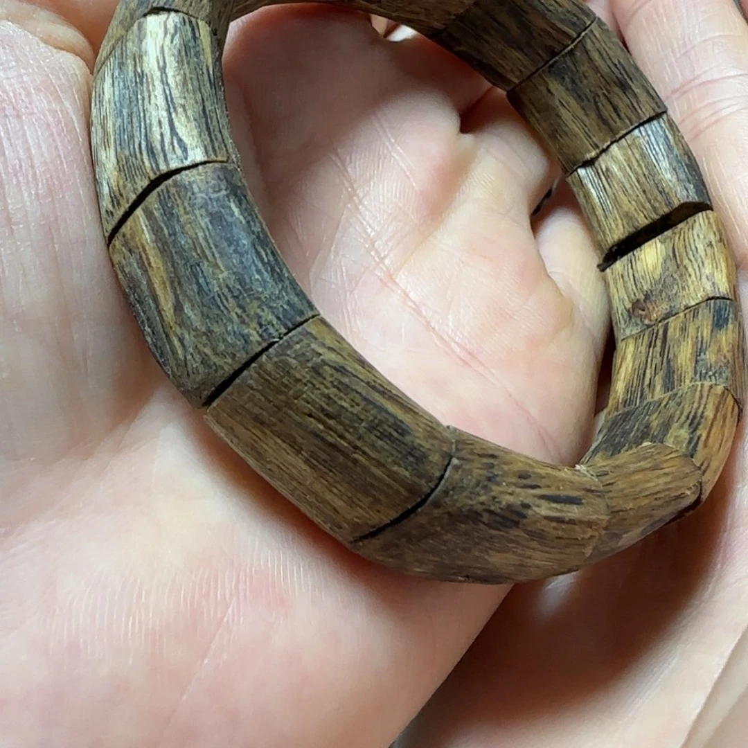 手串沉香绿奇楠沉香乌身随型手牌珠单圈