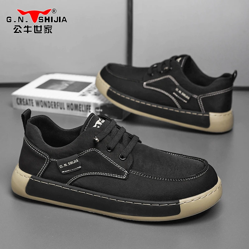 公牛世家冰丝布鞋夏季休闲透气一脚蹬男士健步开车鞋增高软底男鞋