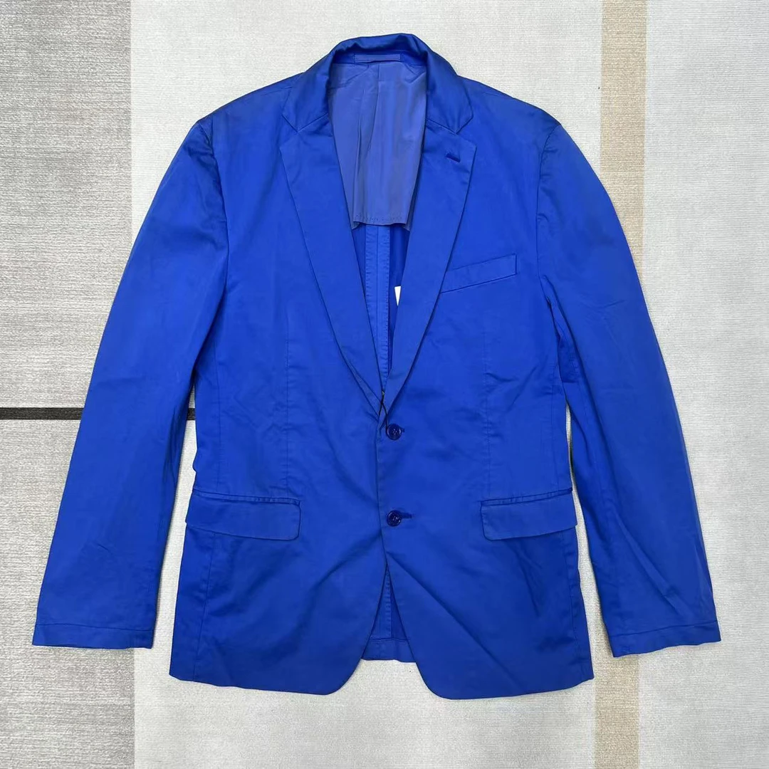 全新未使用 VERSACE/范思哲 不褪色西服上装混纺两粒扣西装蓝色48
