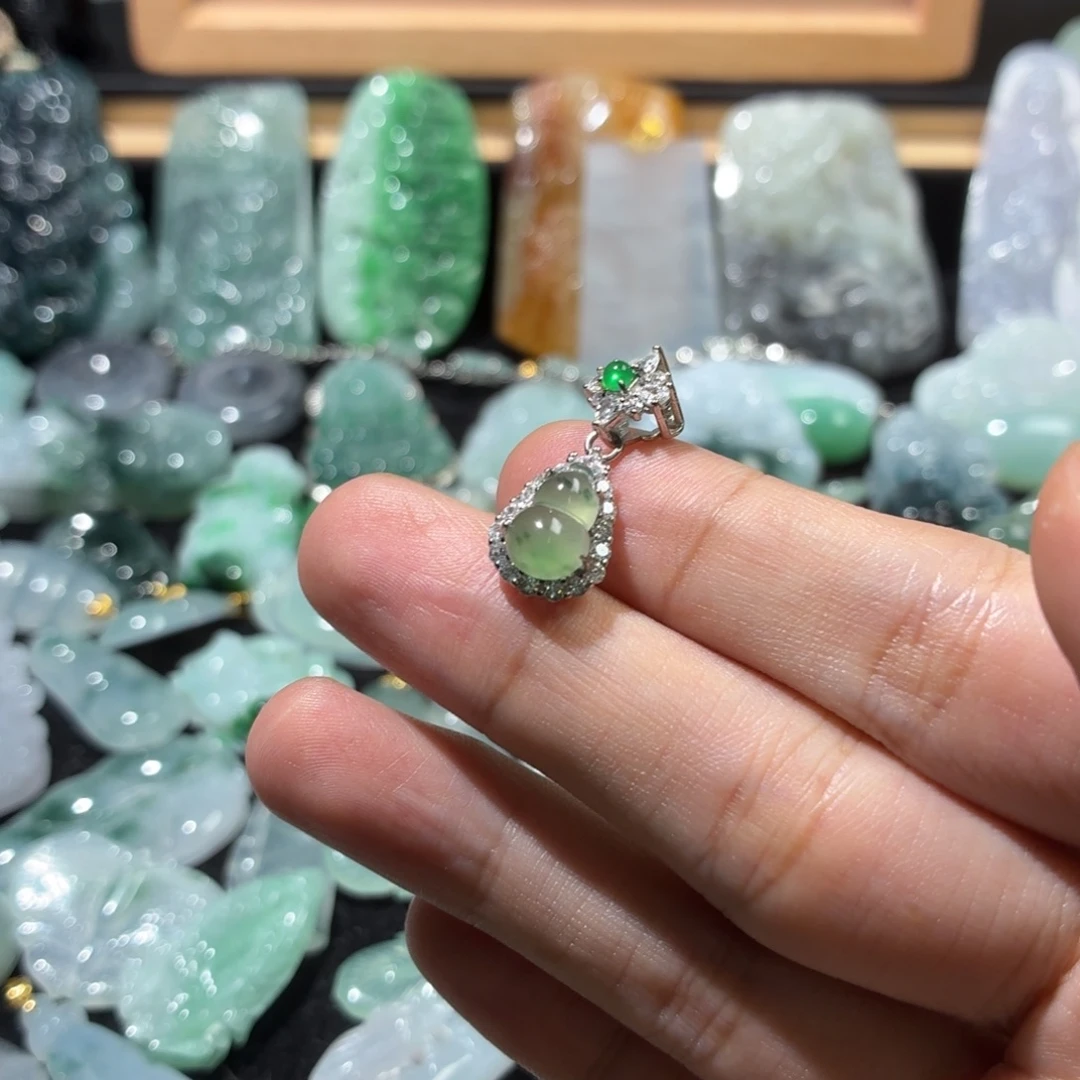 翡翠银S925镶嵌吊坠(不含链)