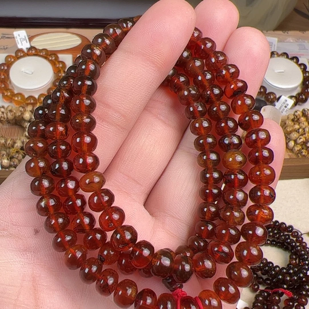 琥珀未镶嵌手链7M一级樱桃红